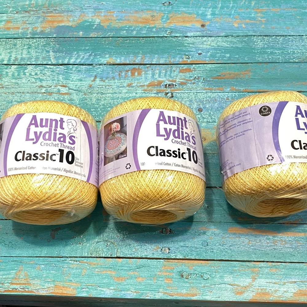 Aunt Lydia’s Classic 10 Crochet Thread Maize Yellow Size 10 Lot of 3 350 Yds